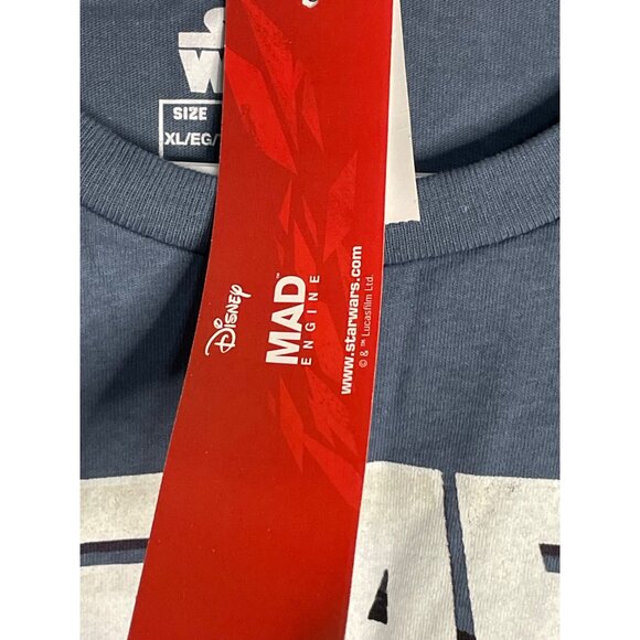 NWT Star Wars Disney Mad Engine Size XL Long Sleeve Tee Blue Retro Graphic NOTES - Picture 6 of 8